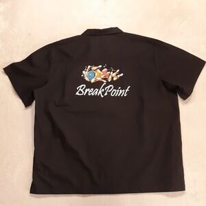 Cruisin USA Mens SS Button Bowling Shirt 2XL Black Break Point Flames Pins